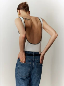 Backless Slim Low Cut Bodysuit