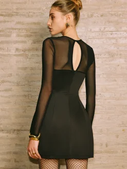 Backless Zipper Panel Short Dress