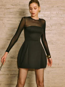 Backless Zipper Panel Short Dress