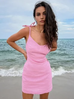Barbie Beloved Cotton Backless Knotted Short Dress