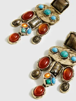 Baroque Colorful Gemstones Pendant Earrings