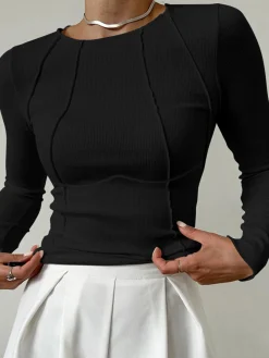 Basic Piping Long Sleeve Top