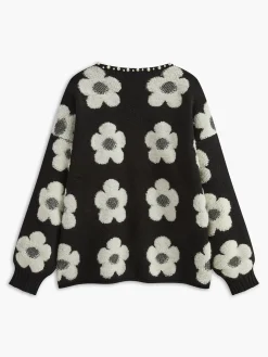 Beaded Trim Floral Cardigan