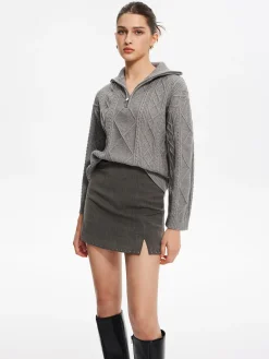 Beaded Trim Side-Zipper Mini Skirt