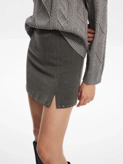 Beaded Trim Side-Zipper Mini Skirt