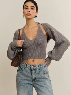 Bee Sleeve Halter Sweater Co-ords