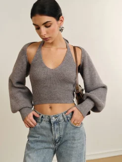 Bee Sleeve Halter Sweater Co-ords
