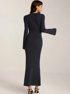 Bell Sleebe Metal Decor Long Dress