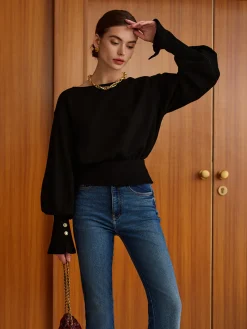 Bell Sleeve Cinched Sweatshirt