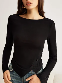 Bell Sleeve Side Button Jersey Top