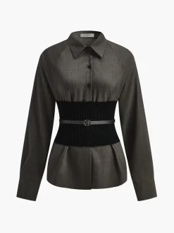 Belted Corset Polo Shirt