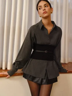 Belted Corset Polo Shirt