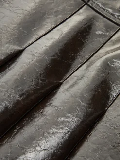 Belted Faux Leather Textured Skirt