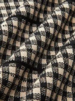 Belted Plaid Panel Sweater Dress