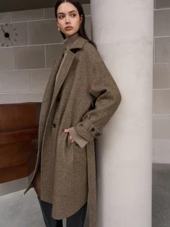 Belted Pockets Long Wool Coat
