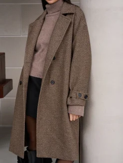 Belted Pockets Long Wool Coat
