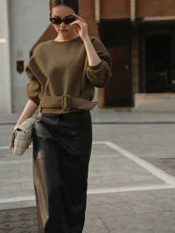 Belted Short Sweatshirt