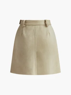 Belted Suede Mini Skirt