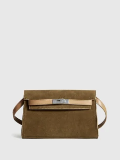 Belted-Decor Flap Shoulder Bag
