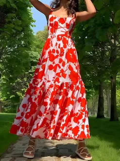 Blooming In Summer Floral Print Cami Long Dress