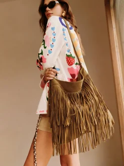 Boheme Buckle-Design Tassel Shoulder Bag