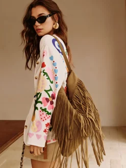 Boheme Buckle-Design Tassel Shoulder Bag