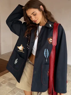 Boheme Embroidery Lapel Jacket