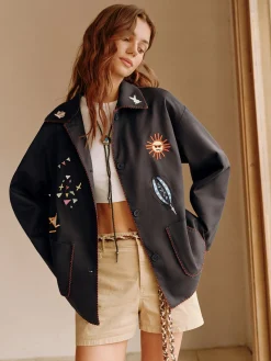Boheme Embroidery Lapel Jacket