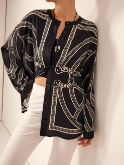 Boheme Printed Breasted Satin Shirt
