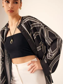 Boheme Printed Breasted Satin Shirt