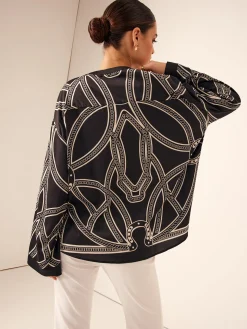 Boheme Printed Breasted Satin Shirt