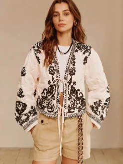 Boheme Printed Lace Up Short Jacket
