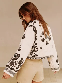 Boheme Printed Lace Up Short Jacket
