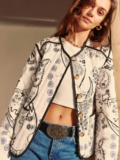 Boheme Printed Piping Winter Coat