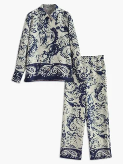 Boheme Printed Satin Zipper Pants