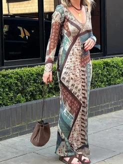 Boheme Printed Slim Jersey Dress