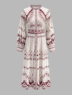 Boheme Stand Collar Split Dress