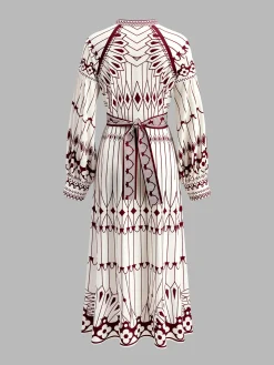 Boheme Stand Collar Split Dress