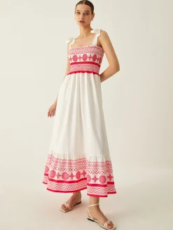 Bohemian Print Elastic Long Dress