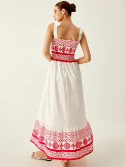 Bohemian Print Elastic Long Dress