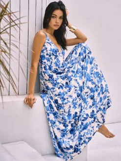 Boho Blooming Floral Print Pocket Cami Long Dress