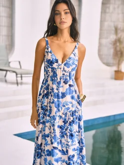 Boho Blooming Floral Print Pocket Cami Long Dress