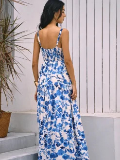 Boho Blooming Floral Print Pocket Cami Long Dress
