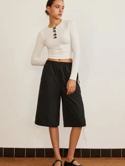 Bow Detail Plain T-Shirt
