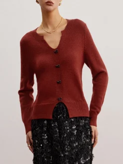 Bow Detail Split Pullover Sweater