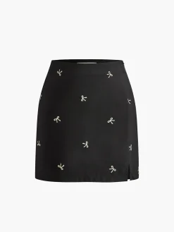Bow Detail Zipper A Line Skirt