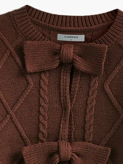 Bow Front Cable Knit Top