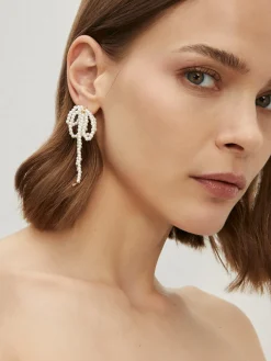 Bow Pearl Tassel Earrings
