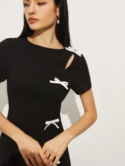 Bow Side Split Short Dress