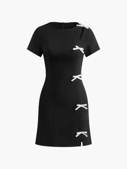 Bow Side Split Short Dress